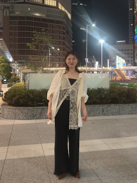 「アイテム（タンクトップ）」を使った、古賀晴香さん（レディース・158cm・30代）の夏コーディネート