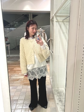 「アイテム（カーディガン/ボレロ）」を使った、古賀晴香さん（レディース・158cm・30代）の秋コーディネート