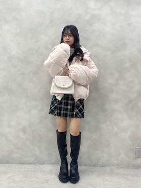 「アイテム（ダウンジャケット/コート、ピンク系）」を使った、Nonokaさん（レディース・153cm）の秋コーディネート