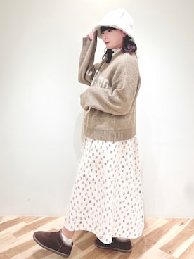 「ブラウンニット」｜「アイテム（ブーツ）」を使った、あ　や　かさん（レディース・163cm）の秋コーディネート