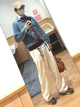 「Lui's（ルイス）のアイテム（スラックス）」を使った、xi(相互)さん（メンズ・171cm）の春コーディネート