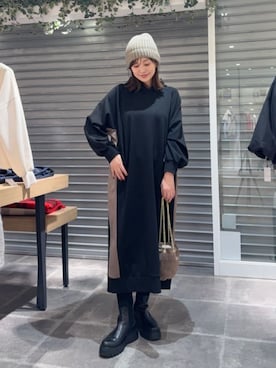 「アイテム（ニットキャップ/ビーニー）」を使った、HAYASHIさん（レディース・162cm）の秋コーディネート