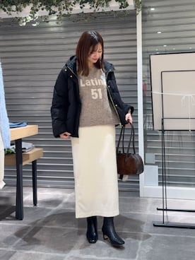 「アイテム（チャーム）」を使った、HAYASHIさん（レディース・162cm）の冬コーディネート