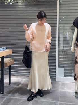 「Gready Brilliant（グレディブリリアン）のモヘア前後２ｗａｙヘンリーネックニット（ニット/セーター）」を使った、HAYASHIさん（レディース・162cm）の秋コーディネート