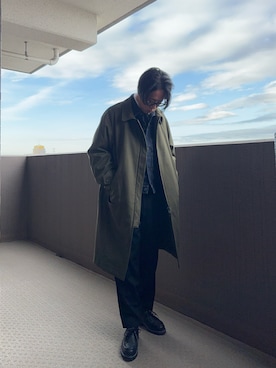 「アイテム（ステンカラーコート）」を使った、onoroffさん（メンズ・178cm）の冬コーディネート