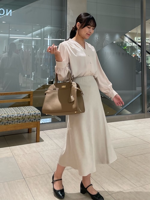 セール】ウォッシャブルジョーゼットVネックブラウス（シャツ/ブラウス