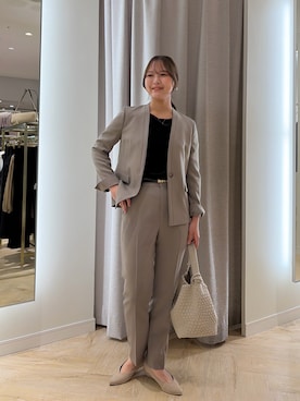 「アイテム（ノーカラージャケット）」を使った、ワタナベさん（レディース・159cm）の夏コーディネート