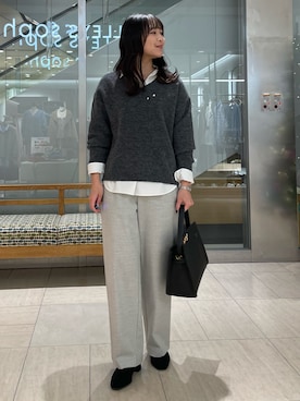 「アイテム（ブローチ/コサージュ）」を使った、ワタナベさん（レディース・157cm）の冬コーディネート