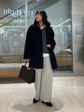 「アイテム（ブローチ/コサージュ）」を使った、ワタナベさん（レディース・157cm）の冬コーディネート