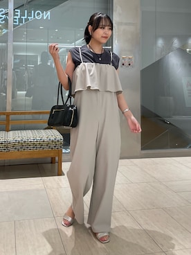 「NOLLEY’S Sophi（ノーリーズソフィ）のアイテム（サロペット/オーバーオール）」を使った、ワタナベさん（骨格ナチュラル・レディース・157cm）の夏コーディネート