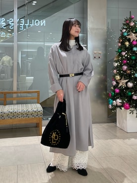 「アイテム（ベルト）」を使った、ワタナベさん（レディース・157cm）の冬コーディネート