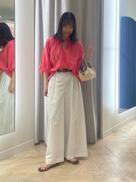「アイテム（バックパック/リュック）」を使った、ワタナベさん（レディース・157cm）の夏コーディネート