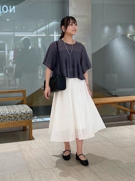 「アイテム（イヤリング）」を使った、ワタナベさん（レディース・157cm）の夏コーディネート