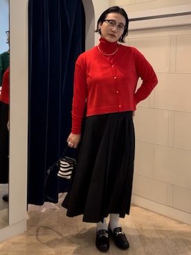 「アイテム（カーディガン/ボレロ）」を使った、nol SUYAMAさん（レディース・161cm）の秋コーディネート
