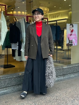 「キャミワンピース」｜「アイテム（帽子）」を使った、nol SUYAMAさん（レディース・161cm）の秋コーディネート