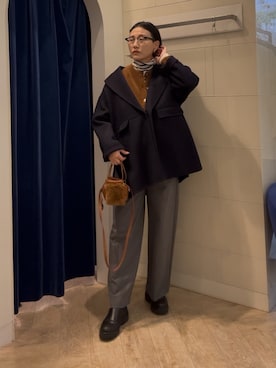 「marco masi（マルコマージ）の【MARCO MASI/ マルコマージ】ミニキューブムートンバッグ（ショルダーバッグ）」を使った、nol SUYAMAさん（レディース・161cm）の秋コーディネート