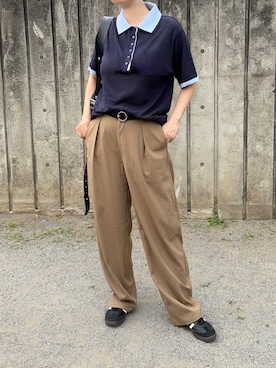 「GU（ジーユー）のアイテム（パンツ、ブラウン系）」を使った、yuip02さん（レディース・161cm）の春コーディネート