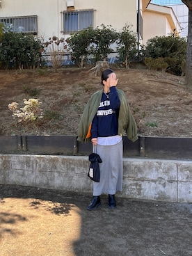 「しまむら（シマムラ）のアイテム（MA-1）」を使った、yuip02さん（レディース・161cm）の冬コーディネート