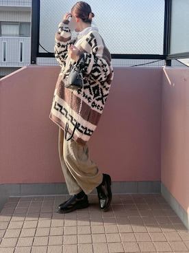 「アイテム（カーゴパンツ、グリーン系）」を使った、yuip02さん（レディース・161cm）の冬コーディネート