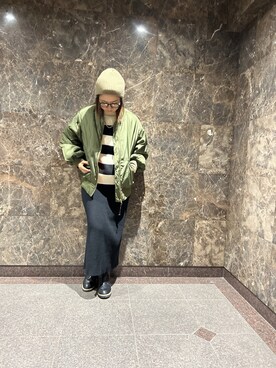 「しまむら（シマムラ）のアイテム（MA-1）」を使った、yuip02さん（レディース・161cm）の冬コーディネート
