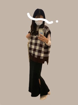 「JUNOAH（ジュノア）のシアーウェーブカットソー（Tシャツ/カットソー）」を使った、hau.さん（レディース・155cm）の秋コーディネート