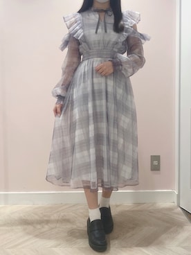 「オープンショルダー」｜「アイテム（ワンピース/ドレス）」を使った、nana ♡さん（レディース・154cm）の冬コーディネート