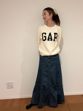 「アイテム（デニムスカート）」を使った、Chikaさん（レディース・154cm）の秋コーディネート