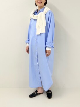 「NOLLEY’S（ノーリーズ）のアイテム（シャツワンピース）」を使った、yamaguchiさん（レディース・163cm）の冬コーディネート