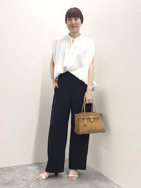 「ブラウスコーデ」｜「アイテム（アクセサリー）」を使った、yamaguchiさん（レディース・163cm）の夏コーディネート