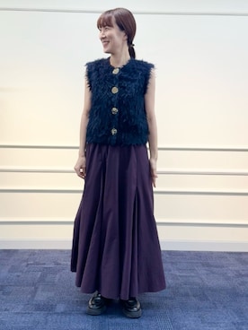 「スカートコーデ」｜「アイテム（ベスト）」を使った、yamaguchiさん（レディース・163cm）の秋コーディネート