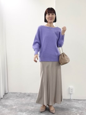 「ゆるニット」｜「アイテム（アクセサリー）」を使った、yamaguchiさん（レディース・163cm）の秋コーディネート