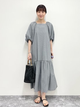 「袖ボリューム」｜「アイテム（ワンピース/ドレス）」を使った、yamaguchiさん（レディース・163cm）の夏コーディネート