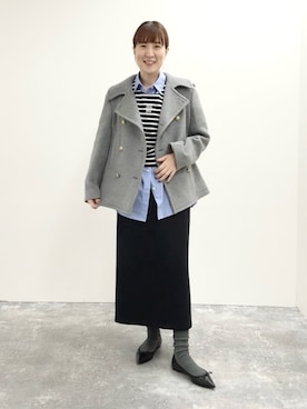 「スカートコーデ」｜「アイテム（ピーコート）」を使った、yamaguchiさん（レディース・163cm）の秋コーディネート