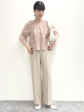 「袖フリル」｜「アイテム（アクセサリー）」を使った、yamaguchiさん（レディース・163cm）の春コーディネート