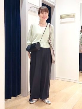 「NOLLEY’S（ノーリーズ）のナイロンショルダーバッグ（ショルダーバッグ、ブラック系）」を使った、yamaguchiさん（レディース・163cm）の春コーディネート