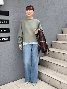 「アイテム（ストール/ショール）」を使った、yamaguchiさん（レディース・163cm）の秋コーディネート