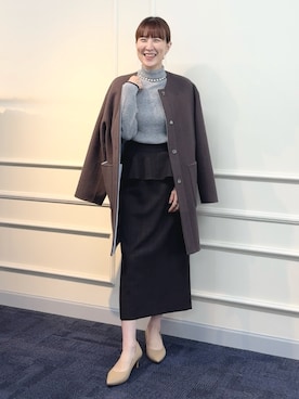 「アイテム（ノーカラーコート）」を使った、yamaguchiさん（レディース・163cm）の秋コーディネート
