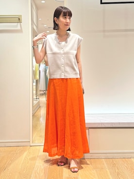 「オレンジスカート」｜yamaguchiさん（レディース・163cm）の夏コーディネート