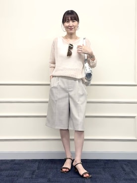 「NOLLEY’S Sophi（ノーリーズソフィ）の2WAYベアテレコタンクトップ（タンクトップ、ホワイト系）」を使った、yamaguchiさん（レディース・163cm）の夏コーディネート