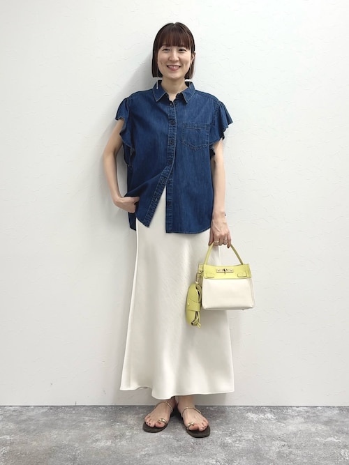 RM denim】ラッフルスリーブデニムブラウス（シャツ/ブラウス）｜Rie