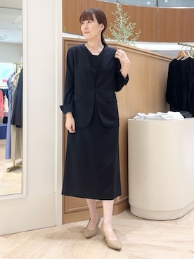 「アイテム（ノーカラージャケット）」を使った、yamaguchiさん（レディース・163cm）の夏コーディネート