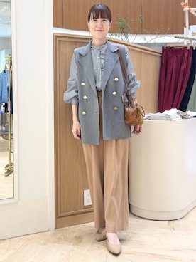 「アイテム（バレッタ/ヘアクリップ）」を使った、yamaguchiさん（レディース・163cm）の秋コーディネート