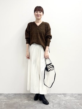 「アイテム（イヤリング）」を使った、yamaguchiさん（レディース・163cm）の冬コーディネート