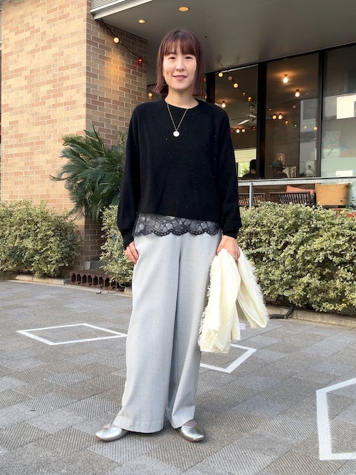 ウォッシャブル裾レース2WAYオトナサテンブラウス（シャツ/ブラウス