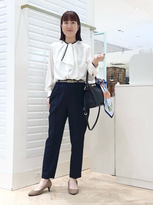 NOLLEY'S ブラウス シャツ ストレッチジョーゼットボウタイ風