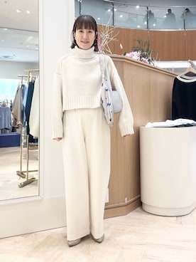 「アイテム（エコバッグ/サブバッグ）」を使った、yamaguchiさん（レディース・163cm）の冬コーディネート