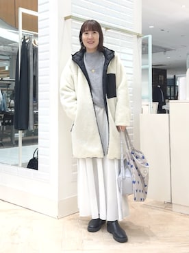 「アイテム（エコバッグ/サブバッグ）」を使った、yamaguchiさん（レディース・163cm）の冬コーディネート