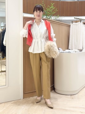 「ブラウスコーデ」｜「アイテム（アクセサリー）」を使った、yamaguchiさん（レディース・163cm）の秋コーディネート