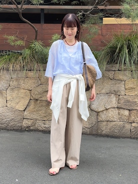 「NOLLEY’S（ノーリーズ）のウォッシャブルヴィンテージリブ2WAYタンク（タンクトップ、ホワイト系）」を使った、yamaguchiさん（レディース・163cm）の春コーディネート