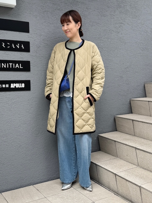 セール】【TAION×LIMONTA】別注ベロアパイピングロングダウン（ダウン